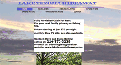 Desktop Screenshot of laketexomahideaway.com